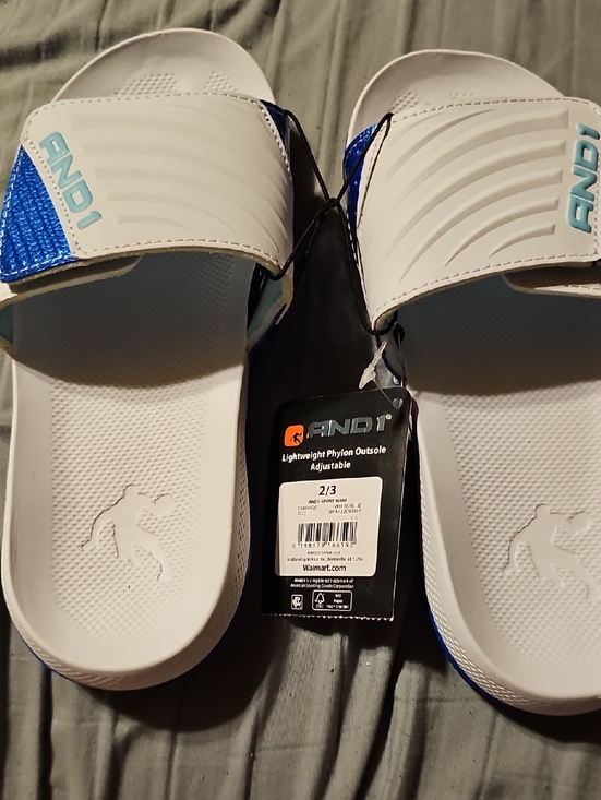 And1 Other - And1 White and Blue Kids' Slide Sandals